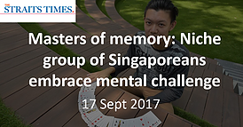 Masters of memory: Niche group of Singaporeans embrace mental challenge, 17 Sep 2017